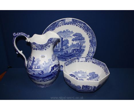 A Spode Italian 15'' Charger, a large Water Jug and a large octagonal Bowl