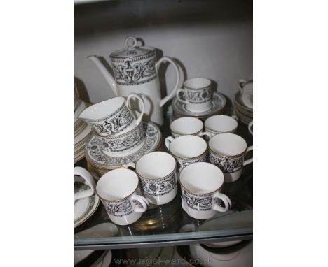 A Royal Worcester 'Padua' Coffee Set for eight, including cups, saucers and tea places plus a Coffee Pot, Sugar Bowl and Crea