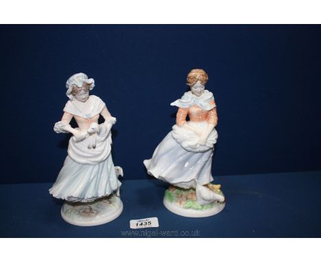 Two Royal Worcester figures from 'Old Country Ways' series - ''The Farmers Wife'' and ''Shepherdess''.  Both limited editions