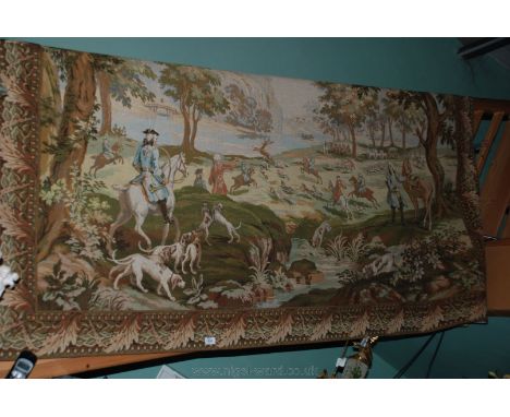 A wall hanging Tapestry depicting deer hunting.  84'' x 62''