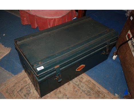 A tin Trunk containing miscellaneous Picture Frames and glass
