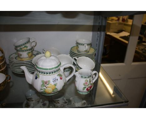 A quantity of Villeroy & Boch 'French Garden Fleurence' Teaware including nine tea plates, eleven cups, twelve saucers, teapo