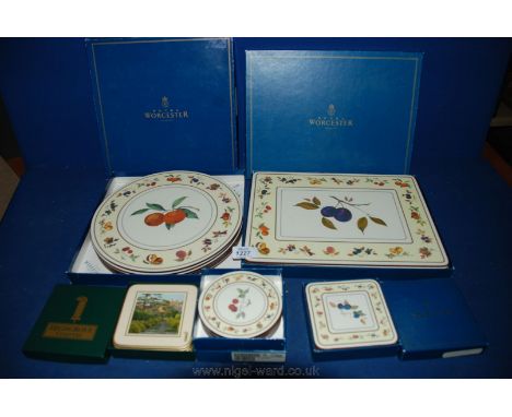 Two large Royal Worcester boxed Table Mats in Evesham pattern, one being circular, one rectangular with matching Coasters and