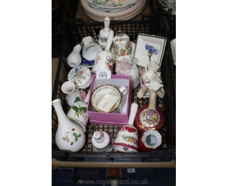 A quantity of china including Wedgwood 'Wild Strawberry' vase, Coalport and Hammersley bells, Lladro bell in the form of a la