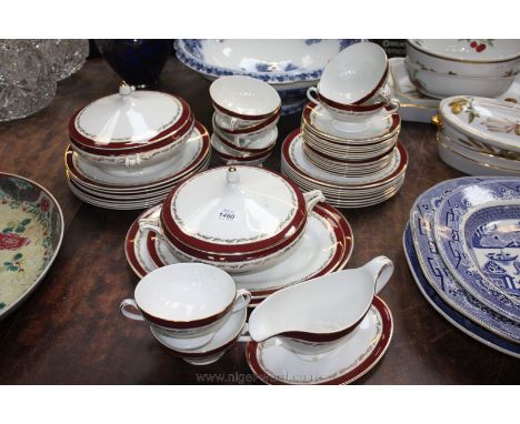 A 'Chinastyle' Simpsons Potters Ltd. Dinner Service in Portland design, comprising eight Dinner Plates, eight Side Plates, ei