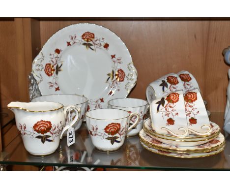 A TWENTY PIECE ROYAL CROWN DERBY 'BALI' TEA SET, pattern no A1100, comprising a cake plate, a cream jug, a sugar bowl, six te