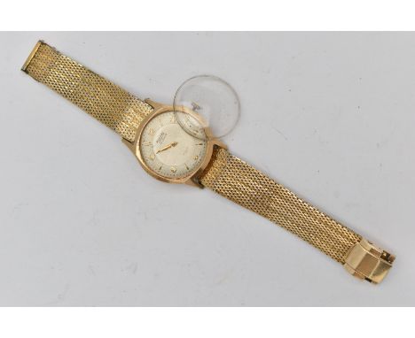 A 9CT GOLD 'ROTARY' GENTS WRISTWATCH, hand wound movement, round dial signed 'Rotary' 17 jewels incabloc, Arabic numerals int