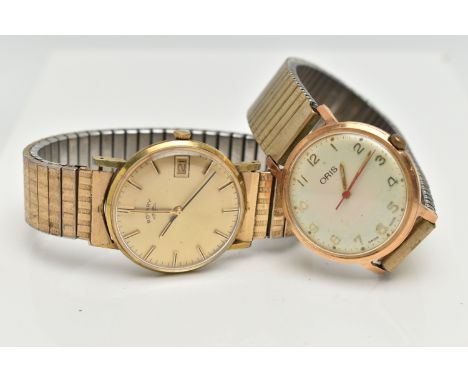 TWO GENTS WRISTWATCHES, to include an AF manual wind, 'Oris' watch, round silver dial signed 'Oris', Arabic numerals, within 