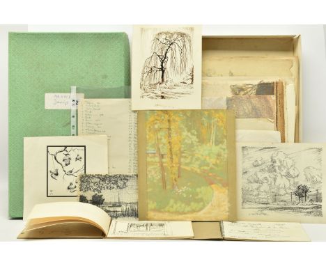 JOHN ALFRED HAGGIS (1897-1967) A BOX CONTAINING APPROXIMATELY ONE HUNDRED SKETCHES ETC, the sketches include landscapes and d