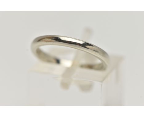 AN 18CT WHITE GOLD BAND RING, polished band, hallmarked 18ct Birmingham, ring size J, approximate gross weight 2.6 grams (con