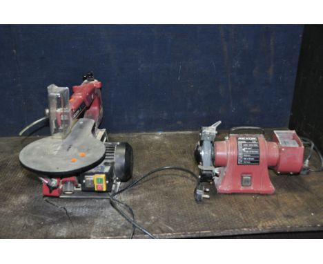 REXON POWER TOOLS comprising of a SS16SA scroll saw and a SG260A bench Grinder (condition report: bench grinder damaged and a