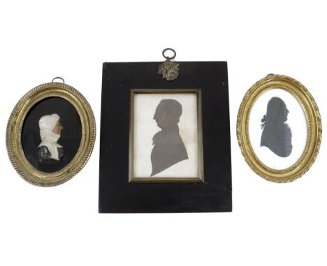 A George III silhouette of George Baillie Esq. by S Houghton, in a later frame, the back with remnants of the original paper 