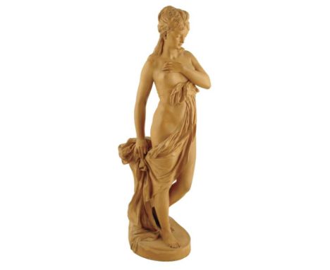 After Edwin Roscoe Mullins (1848-1907). A terracotta figure of Aphrodite, the reverse signed and dated 'E. R. MULLINS. Sc. 18