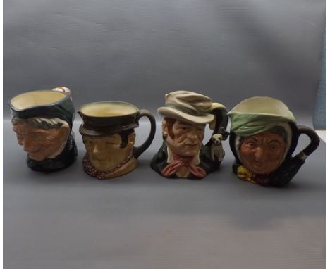 Four Royal Doulton character jugs, to include Granny, Sam Weller, Sairey Gamp and Bill Sikes  