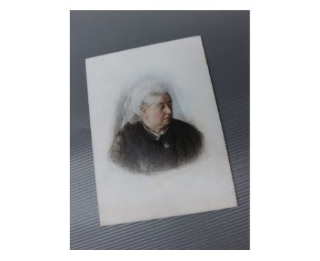 Oil on milk glass, Portrait of Queen Victoria, 6 1/2 x 4 1/2 ins, unframed 