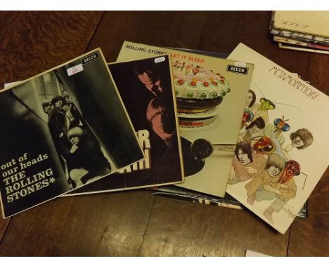 Nine LPs by The Rolling Stones, to include Out of our Heads LK4733 (mono); Aftermath LK4786; Let It Bleed LK5025; Metamorphos