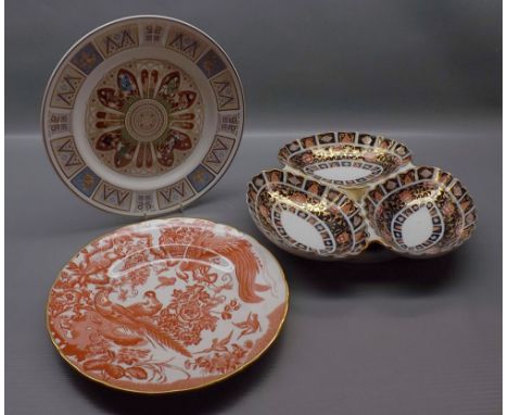 Spode The Third Canterbury Pilgrim Collectors Plate, together with a Royal Crown Derby Red Aves decorated plate and a further