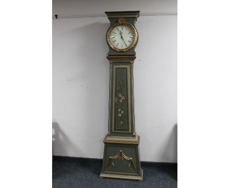 A 20th century painted longcase clock, the dial signed Royal 