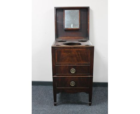 A George III inlaid mahogany wash stand commode 