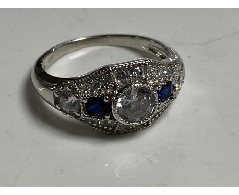 A sterling silver Art Deco style ring, size N