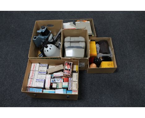 Six boxes of vintage projectors and developing equipment 