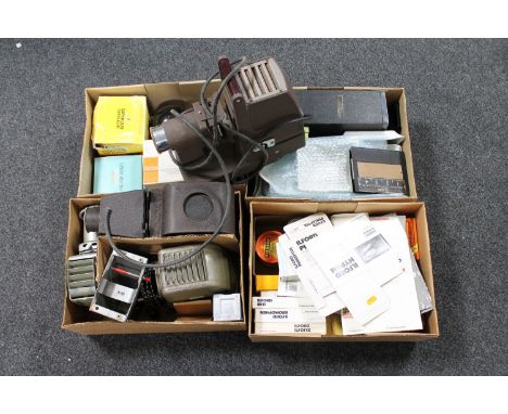 Four boxes of vintage projector's and accessories 