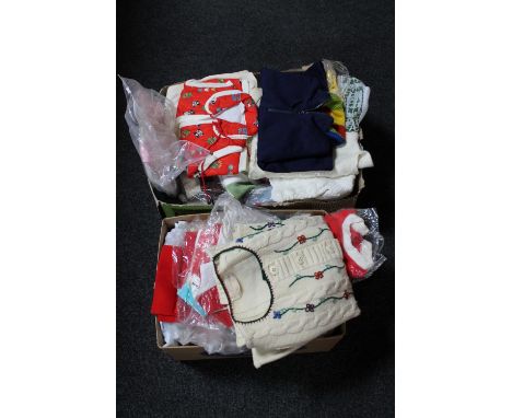 Two boxes of assorted vintage children's clothing 