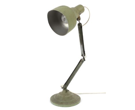 A Pifco anglepoise lamp, featuring a green shade and stepped base, with chrome stem, approximate height 50cm
