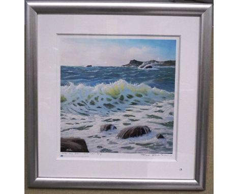A Steve Sherris- Limited edition coloured print- 'After the Storm, Old Town Bay' (Isles of Scilly) No, 487/500, 40.5cm x 40.5