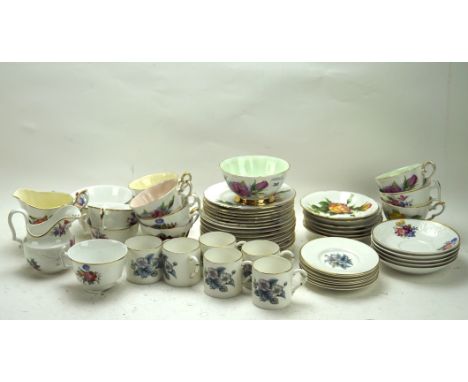 Three 20th century part tea services, including a Paragon set in the 'Peace' pattern, a Royal Worcester set with blue floral 