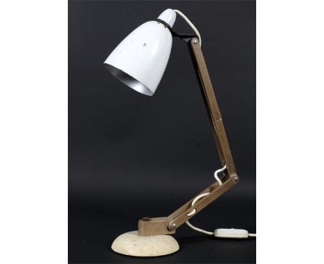 A vintage Habitat Mac desk lamp designed by Terence Conran, circa 1960s,  with white enamelled shade and domed cream base, ap