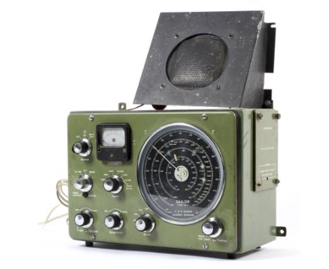 A Sailor Type 46T S.P. radio, marked 'Aalborg Denmark' with speaker box, 33cm x 23cm x 16cm. Condition Report: untested