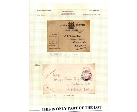 WW1 Army Post Office pmks, Br Expeditionary Force on 6 cvrs plus 2 pmks written up on pages