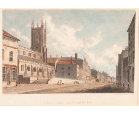 STURGEON  ARTIST SIGNED COLOUR PRINT  Village scene Guild stamped 16 1/2" x 30 1/4"  TOGETHER WITH A PAIR OF  GEORGE BAXTER O