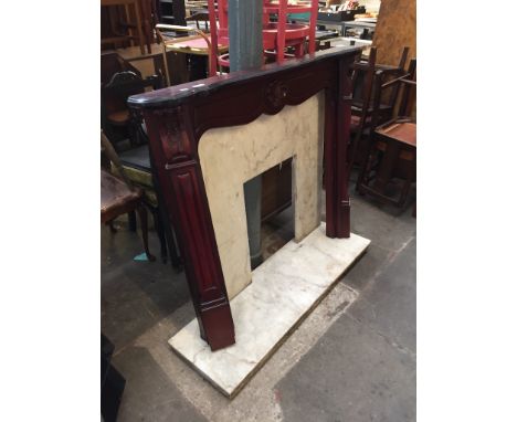 A FIRE SURROUND WITH MARBLE HARTH AND INSRT