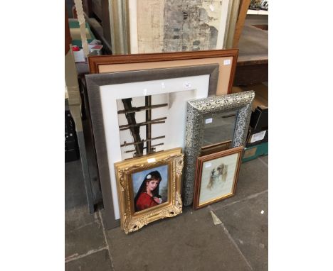 A SELECTION OF PICTURES AMD A MIRROR. R