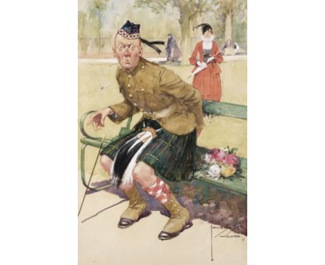 AR  * Wood (Lawson, 1878-1957). The Roses have made me Remember!, watercolour and gouache on artist's board, depicting a Scot