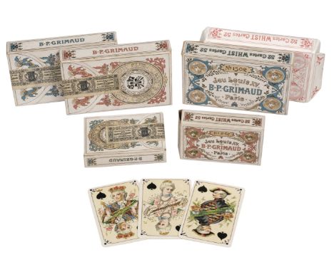 * Grimaud (B.P.). Jeu Louis XV, No.1502, Paris, circa 1895, a pair of unopened decks of 52 chromolithographic playing cards (