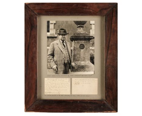 * Waugh (Evelyn, 1903-1966). A photographic portrait of Evelyn Waugh in front of Combe Florey House taken by Mark Gerson, cir