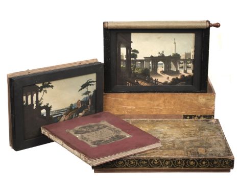 * Clark (John). The Portable Diorama, [1826], 10 (of 12) transparent aquatints with contemporary hand-colouring, comprising 5