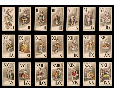 * Austrian Tarot. Ballerina Tarock, Vienna, Austria: E. Knepper &amp; Co., 1865, the complete deck of 54 stencil coloured eng
