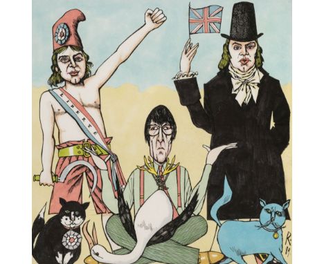 * Rushton (William, 1937-1996). Original illustration for Literary Review, 1989, ink and watercolour on paper, initialled 'R'