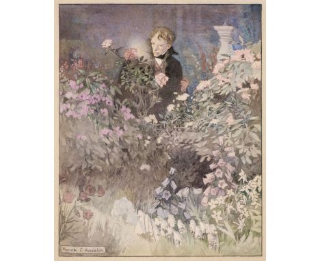 * Appleton (Honor. C., 1879-1951). "Rose Garden", watercolour on paper, depicting a gentleman wearing a high collared black o