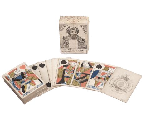 * English playing cards. Standard pattern?, Hunt &amp; Sons, 1819-1823, a complete deck of 52 playing cards in unopened Great