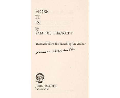 Beckett (Samuel). How It Is, translated from the French by the author, 1st edition, London: John Calder, 1964, slight offsett