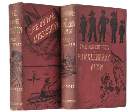Clemens (Samuel Langhorn, "Mark Twain"). Huckleberry Finn, 1st UK edition, London: Chatto &amp; Windus, 1884, wood-engraved f