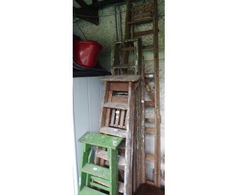 Five wooden step ladders (5) Condition Report: Available upon request