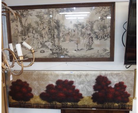 A signed print, a tapestry, picture frame and a modern picture (4) Condition Report: Available upon request