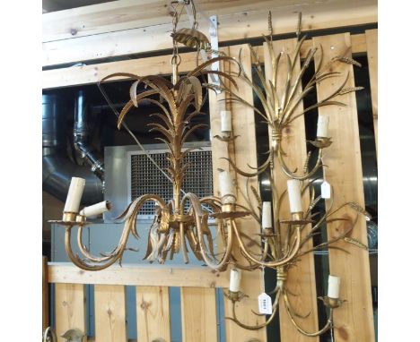 A gilt ceiling light and a pair of matching wall lights (3) Condition Report: Available upon request