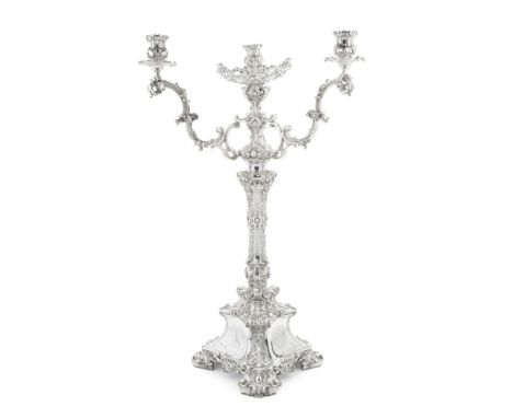 A Victorian silver three-light candelabra / centrepieceJoseph Angell I &amp; Joseph Angell II, London 1845,The three open-wor